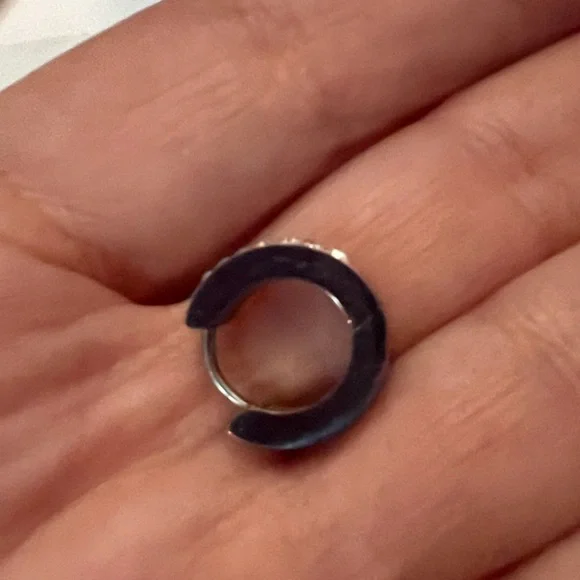 NWOT - Black Tusk Earrings & Stainless Steel Silver Necklace with Huggie & Tusk - Picture 9 of 12